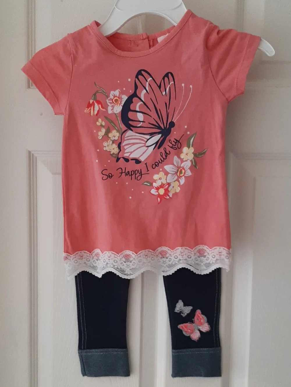 Little Lass 3 Piece Butterfly Design 3T - Picture 4 of 10